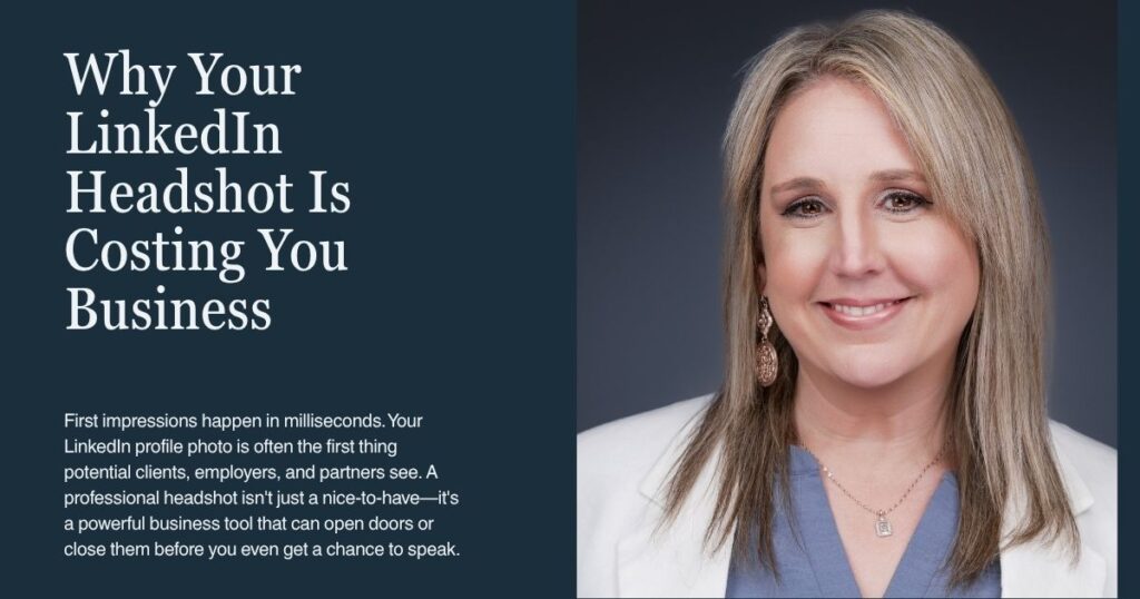 Professional executive headshot banner for 2mm Headshots DFW blog post about why LinkedIn headshots matter for career and business growth